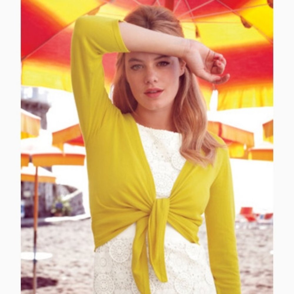 Boden cropped yellow tie-front cardigan